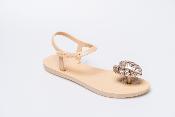 Sandales CONFORT Feuille Tropikal Camel et Champagne Pailleté