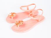 Sandales CONFORT Hibiscus Corail de Feu Pailleté