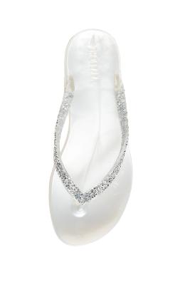 Tongs Chic Halo Blanc et Argent Pailleté
