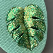 Sandales CONFORT Feuille Tropikal Vert Sauge Pailleté