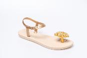 Sandales CONFORT Feuille Tropikal Crème et Doré Pailleté