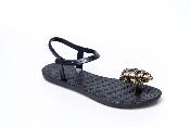 Sandales CONFORT Feuille Tropikal Noir et Doré Pailleté