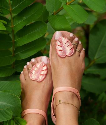 Sandales CONFORT Feuille Tropikal Terracotta Pailleté