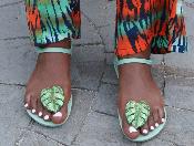 Sandales CONFORT Feuille Tropikal Vert Sauge Pailleté