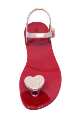 Sandales Lover Argent Rosé Pailleté et Rouge