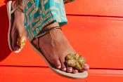 Sandales CONFORT Hibiscus Crème et Doré Pailleté