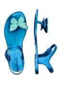 Sandales Plates Féérique Bleu et Vert Canard Pailleté Multicolore