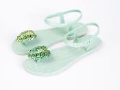 Sandales CONFORT Feuille Tropikal Vert Sauge Pailleté