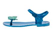 Sandales Plates Féérique Bleu et Vert Canard Pailleté Multicolore