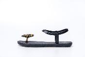 Sandales CONFORT Feuille Tropikal Noir et Doré Pailleté