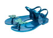 Sandales Plates Féérique Bleu et Vert Canard Pailleté Multicolore