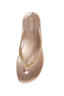 Tongs Chic Halo Champagne et Jaune Pailleté