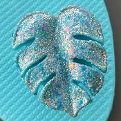 Sandales CONFORT Feuille Tropikal Bleu Ciel Pailleté
